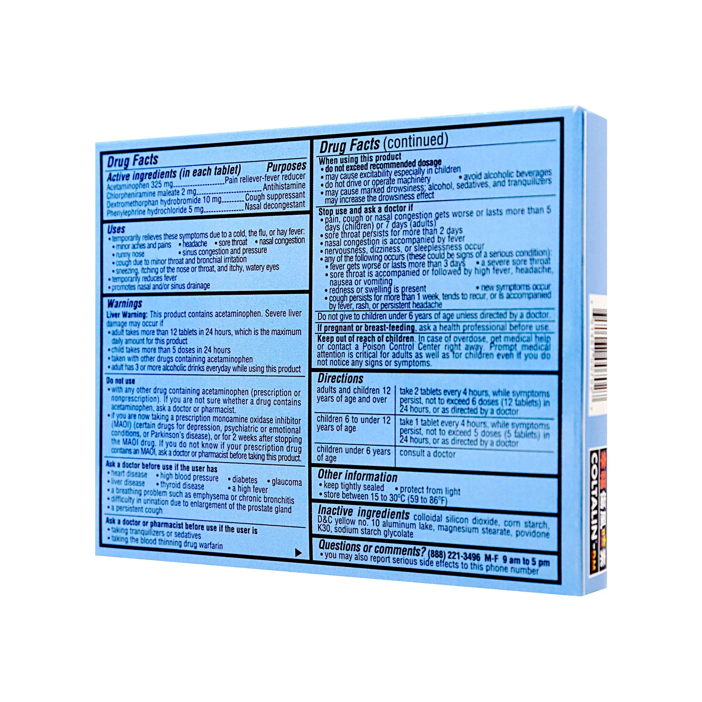Coltalin-DM Acetaminophen Cold & Cough Formula Tablets 36 Tablets - Image 3