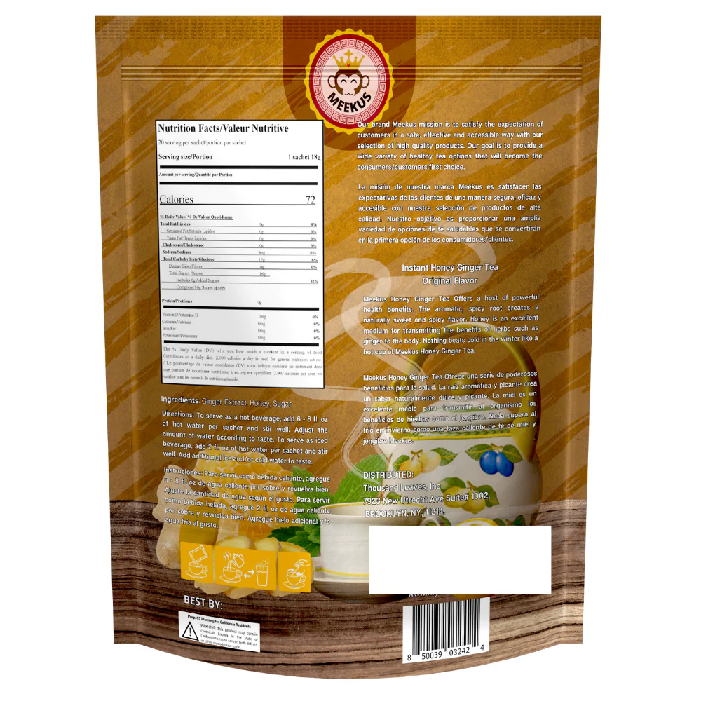 MEEKUS Instant Honey Ginger Tea Original Flavor, 12 oz (360 g) - Image 2