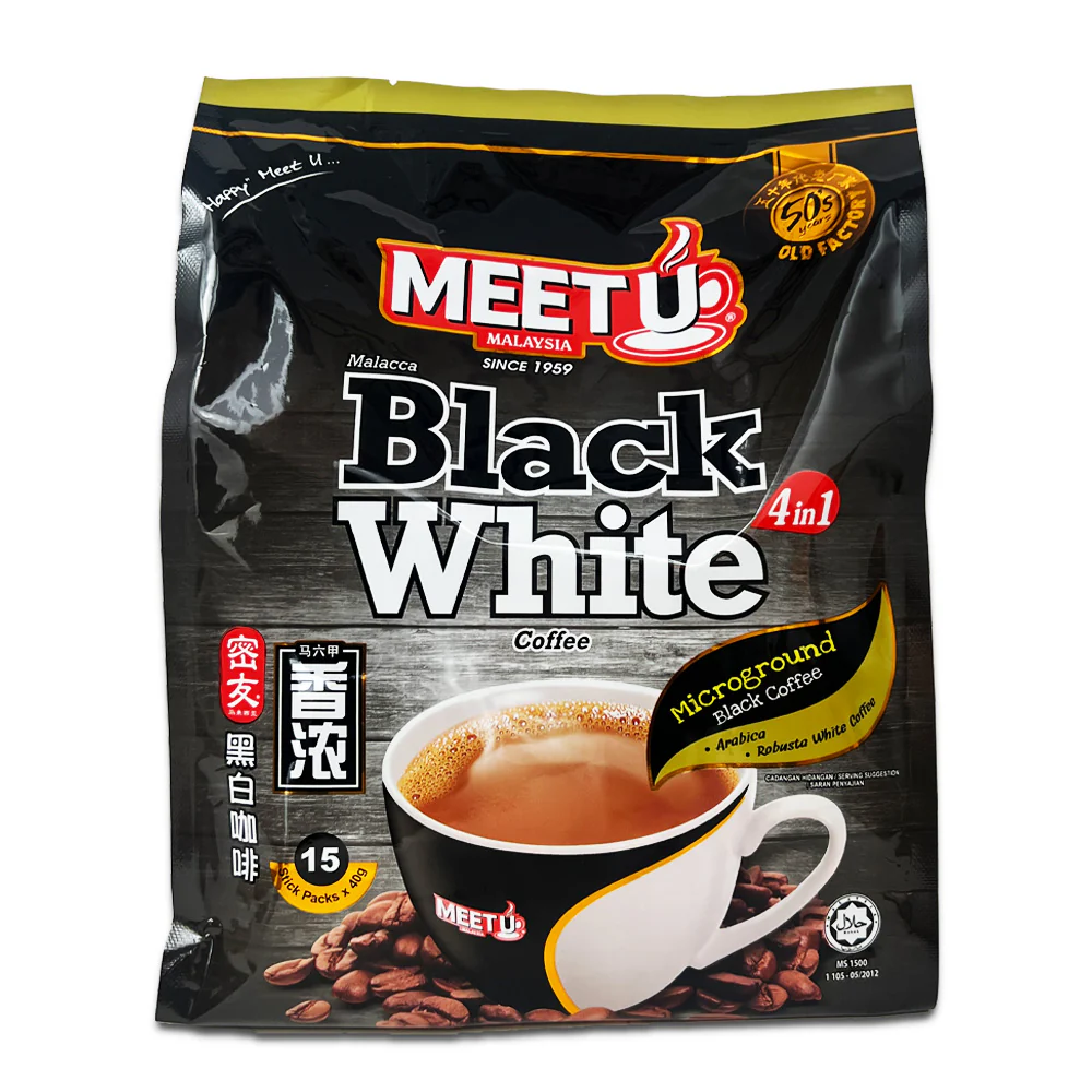 MEET U Black White 4 in 1 Coffee 600g (21.2oz) | (15 Stick Packs x 40g) - Image 2