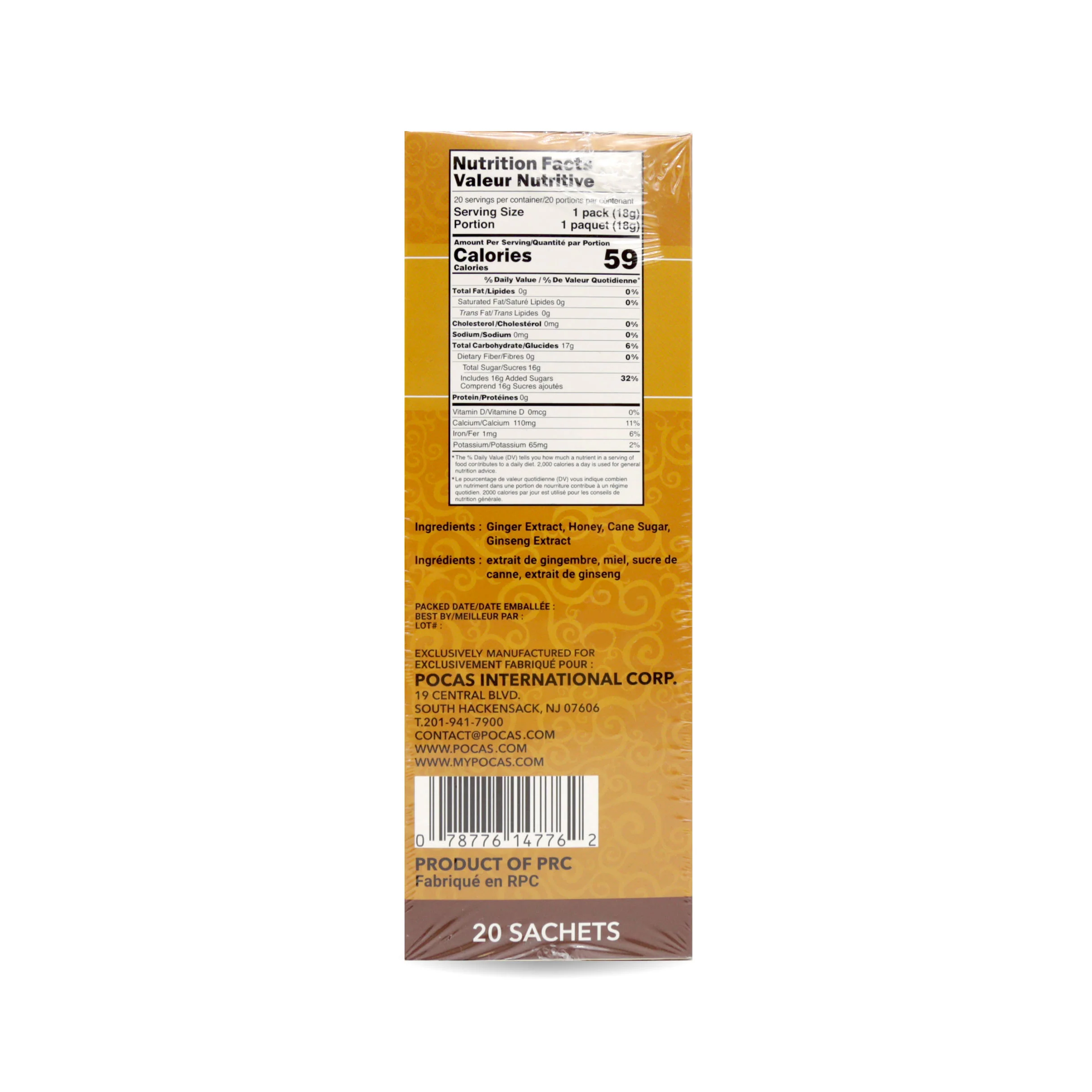 Pocas Instant Honey Ginger Tea Ginseng Flavor 20 Sachets 12.6 Oz (360 g) - Image 4