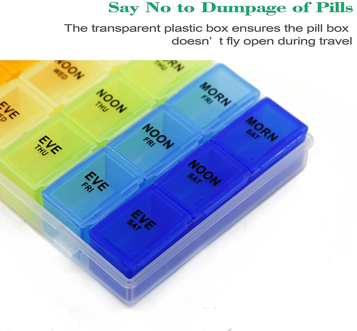 Inspiration Industry Pill Organizer - Pillbox with hinged lid 7 days AM/PM with Removable Compartments for Pills and Vitamins -  21 Compartment - Image 4